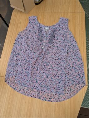 Motherhood Maternity Pink Floral Pintuck Tank